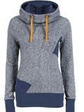 Blau Baumwollgemisch Lässig Kapuze Sweatshirt
