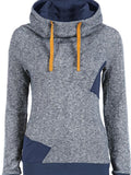 Blau Baumwollgemisch Lässig Kapuze Sweatshirt