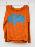 Gemustertes Langarmshirt aus Baumwollgemisch mit Rundhals