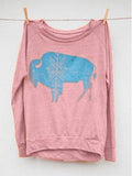 Gemustertes Langarmshirt aus Baumwollgemisch mit Rundhals