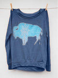 Gemustertes Langarmshirt aus Baumwollgemisch mit Rundhals