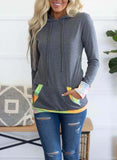 Kapuze Baumwollgemisch Lässig Farbblock Sweatshirt