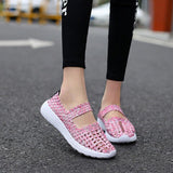Gewebt Perforiert Keilabsatz Sneakers Pink Lila