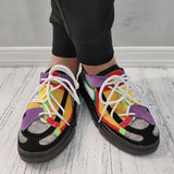 Lila Graffiti Farbkombination Muster Plateau Schnürsneakers