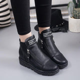 Doppel Reißverschluss Keilabsatz Stiefelette Braun Grau