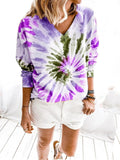 V Ausschinitt Tie-Dye Sweatshirts