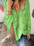 V Ausschnitt Floral-Print Hemd