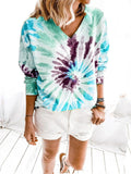 V Ausschinitt Tie-Dye Sweatshirts