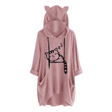 Schlafende Katze Oversize Hoodie mit Katzenohren