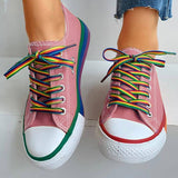 Regenbogen Farbkombination Leinwand Schnürsneakers