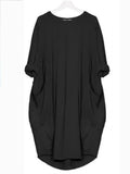Lässiges Langarmkleid mit loser Tasche