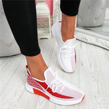 Mesh Flyknit Stoff Schnürsneakers Rot Orange Grau