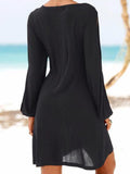 Löwenzahn Floral Bequem Elegant Schwarz Kleid mit Baumwolle