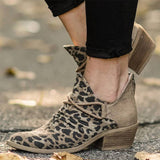 Leopard Segeltuch Herbst Stiefelette