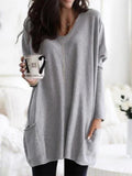 Einfarbiges Langarmshirt mit Taschen