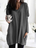 Einfarbiges Langarmshirt mit Taschen