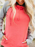 Hellgrün Asymmetrisch Baumwollgemisch Langarm Sweatshirt
