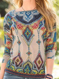 Multifarben Rundhals Patchwork Langarm Shirts & Blusen&Shirts