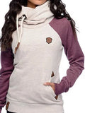 Aprikosengelb Patchwork Lässig Farbblock Sweatshirt