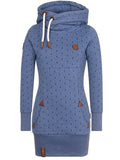 Blau Langarm Print Kleider