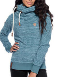 Blau Baumwollgemisch Lässig Langarm Sweatshirt