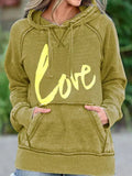 Grün Langarm Patchwork Print Sweatshirt