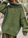 Grün Langarm Lässig Pullover