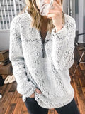 Hellgrau Lässig Baumwollgemisch Reißverschluss Sweatshirt