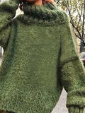 Grün Langarm Lässig Pullover