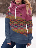 Pink Lässig Kapuze Paneeliert Unifarben Sweatshirt