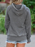 Grau Print Kapuze Batik Lässig Sweatshirt