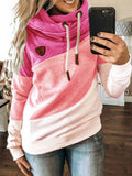 Pink Paneeliert Kapuze Langarm Unifarben Sweatshirt