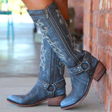 Blau Stickerei Urlaub Winter Stiefelette