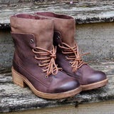 Herbst Schnürung Blockabsatz Stiefelette