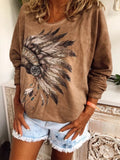 Gemustertes T-Shirt mit Rundhals