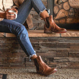 Kurzer Retro-Stiefel für Damen mit niedrigem Absatz