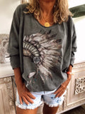 Gemustertes T-Shirt mit Rundhals