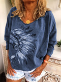 Gemustertes T-Shirt mit Rundhals