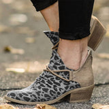 Leopard Segeltuch Herbst Stiefelette