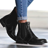 Kurzer Retro-Stiefel für Damen mit niedrigem Absatz