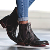Kurzer Retro-Stiefel für Damen mit niedrigem Absatz