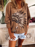 Gemustertes T-Shirt mit Rundhals