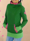 Print Langarm Lässiges Sweatshirt mit Kapuze