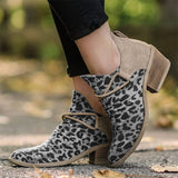 Leopard Segeltuch Herbst Stiefelette