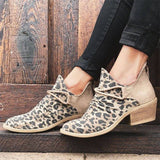 Leopard Segeltuch Herbst Stiefelette