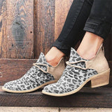 Leopard Segeltuch Herbst Stiefelette
