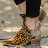 Leopard Segeltuch Herbst Stiefelette