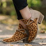 Leopard Segeltuch Herbst Stiefelette