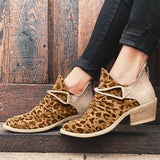 Leopard Segeltuch Herbst Stiefelette