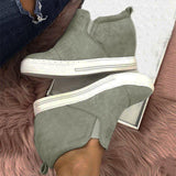 Fashion Buchstabe Slip-On Keil Turnschuhe Kunstwildleder Keilabsatz Lässig Turnschuhe